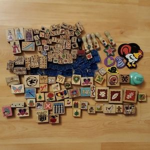 Used lot of craft stamps, letters, holidays